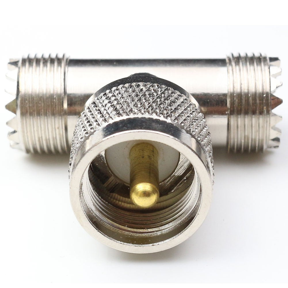 ANHAN UHF Male to UHF Female Tee Connectors, Pl259 Tee Connector pl259 Coaxial Cable Adapters SO239 Splitter for Ham Radio CB Antenna 1Pack