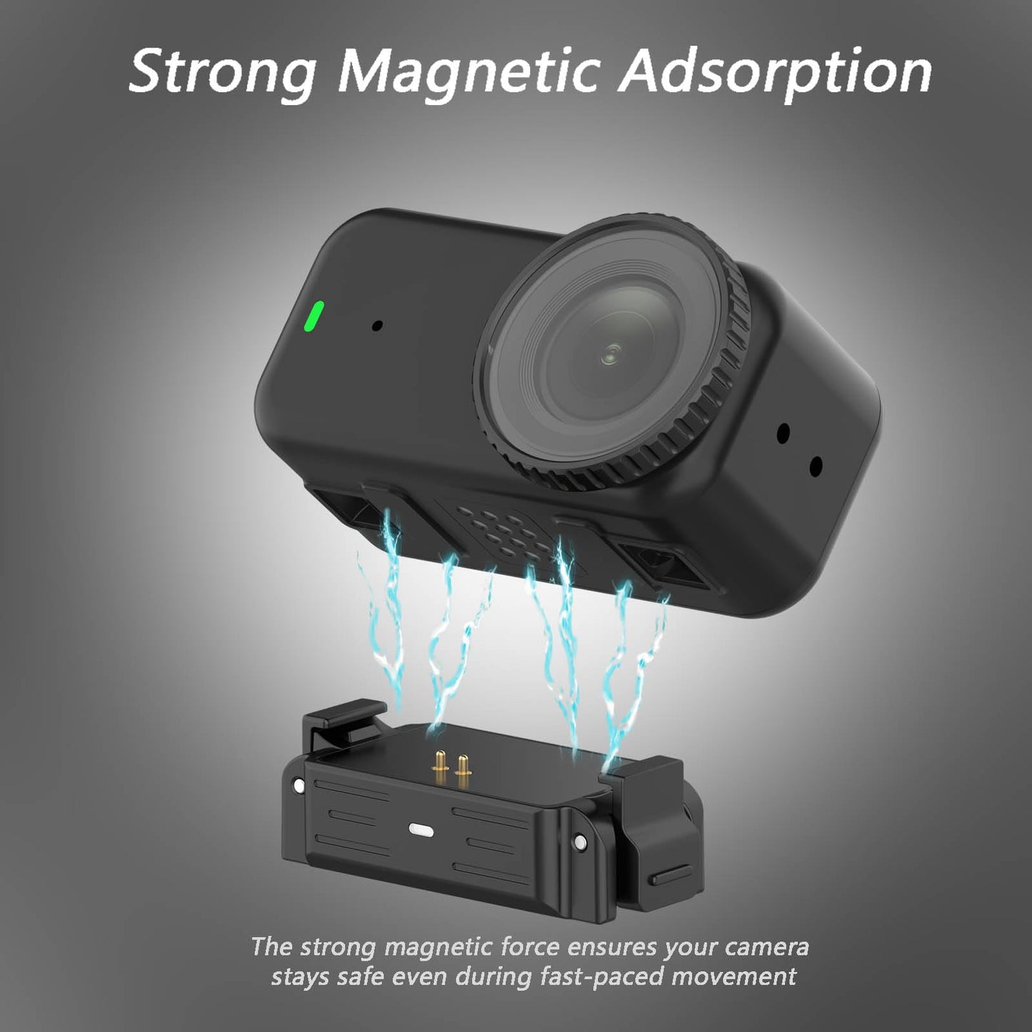 BLIKEJIN Charging Quick Release Adapter Base with Type C Port for DJI Osmo Nano, Dual-Direction Magnetic Mount with 1/4 Screw (1 USB-A to USB-C Cable)