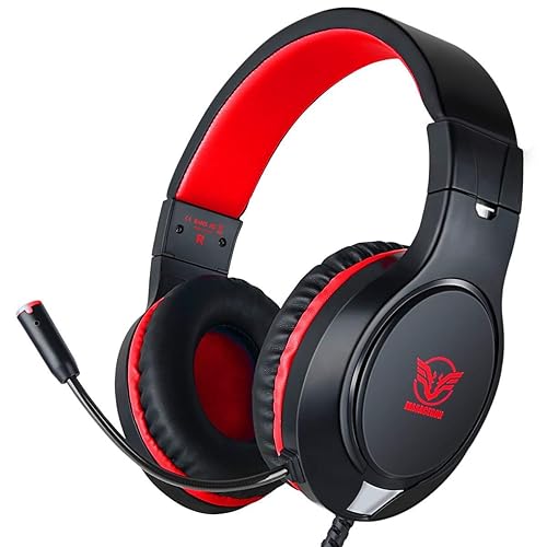 Gaming Headset for Nintendo Switch, Xbox One, PS4, PS5, Bass Surround and Noise Cancelling with Flexible Mic, 3.5mm Wired Adjustable Over-Ear