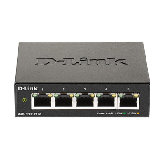 D-Link 5-Port Gigabit Smart Managed Ethernet Switch, L2, VLANs, QoS, IGMP Snooping, LAG, Web UI, Sturdy Metal with Shielded Ports, Desktop, Fanless