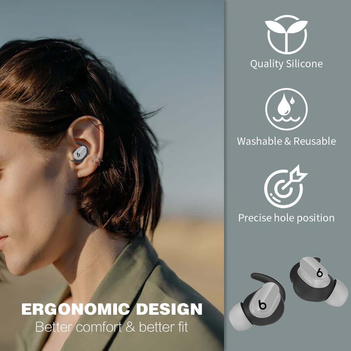 [5 Pairs] for Beats Studio Buds Ear Hooks, Soft Silicone Sport Anti Slip Studio Buds Ear Covers Compatible with Beats Studio Buds Earbuds 2021 [NOT