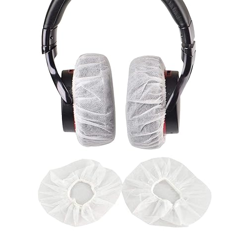 100Pcs White Non-Woven Sanitary Headphone Ear Cover, Disposable Super Stretch Covers Washable for Most On Ear Headphones with 10~12cm Earpads (XL