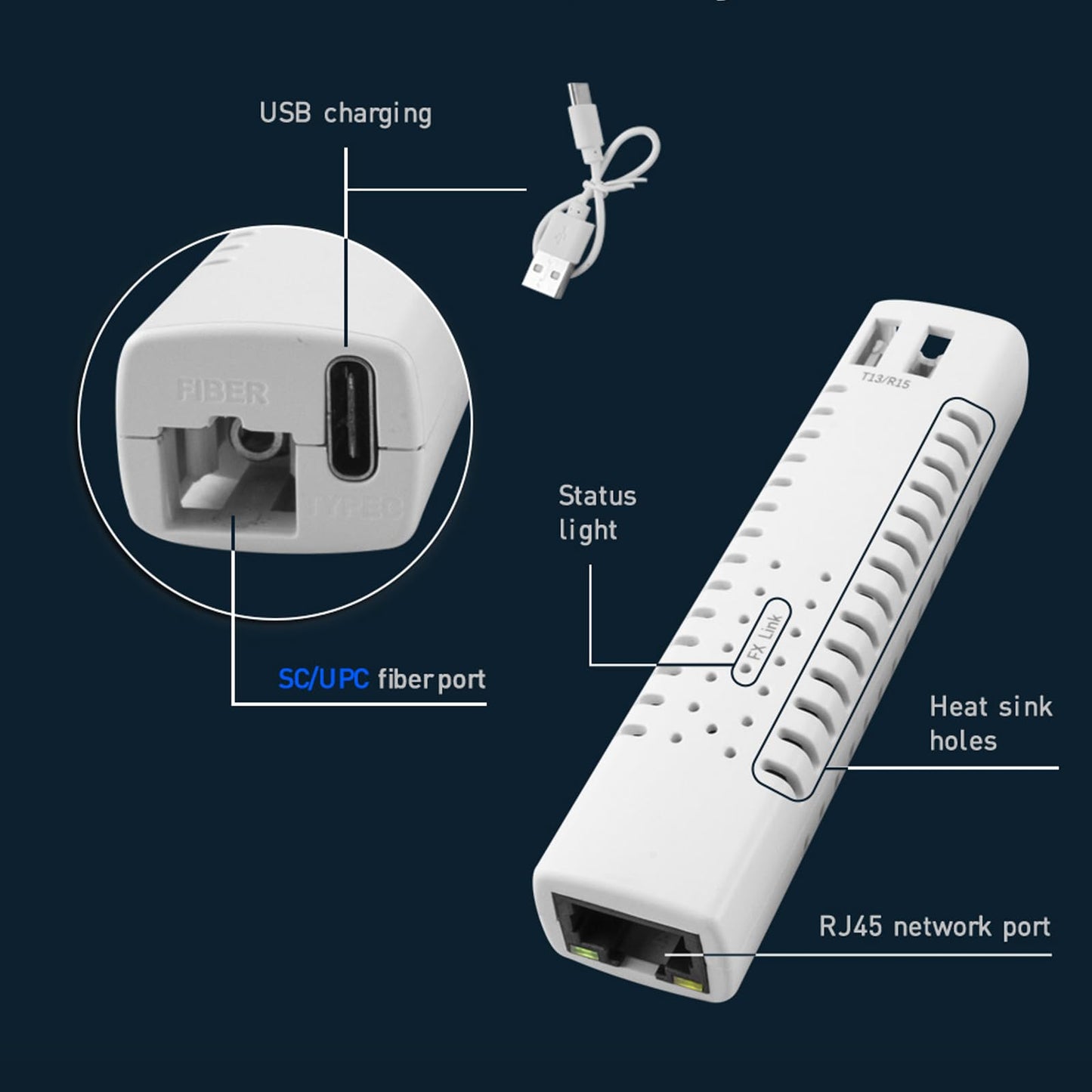 A Pair Mini Media Converter, Fiber Ethernet Coverter, Gigabit Media Converter 10/100/1000Base-Tx to 1000Base-FX TX1310nm/TX1550nm Single Mode 3Km