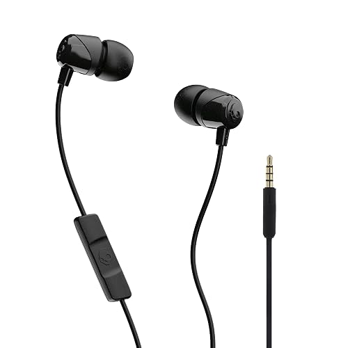 Skullcandy Jib Wired Earbuds with 3.5mm AUX Plug, Noise Isolating Fit, In-Line Microphone Call and Track Control, Convenient for Travel - Black