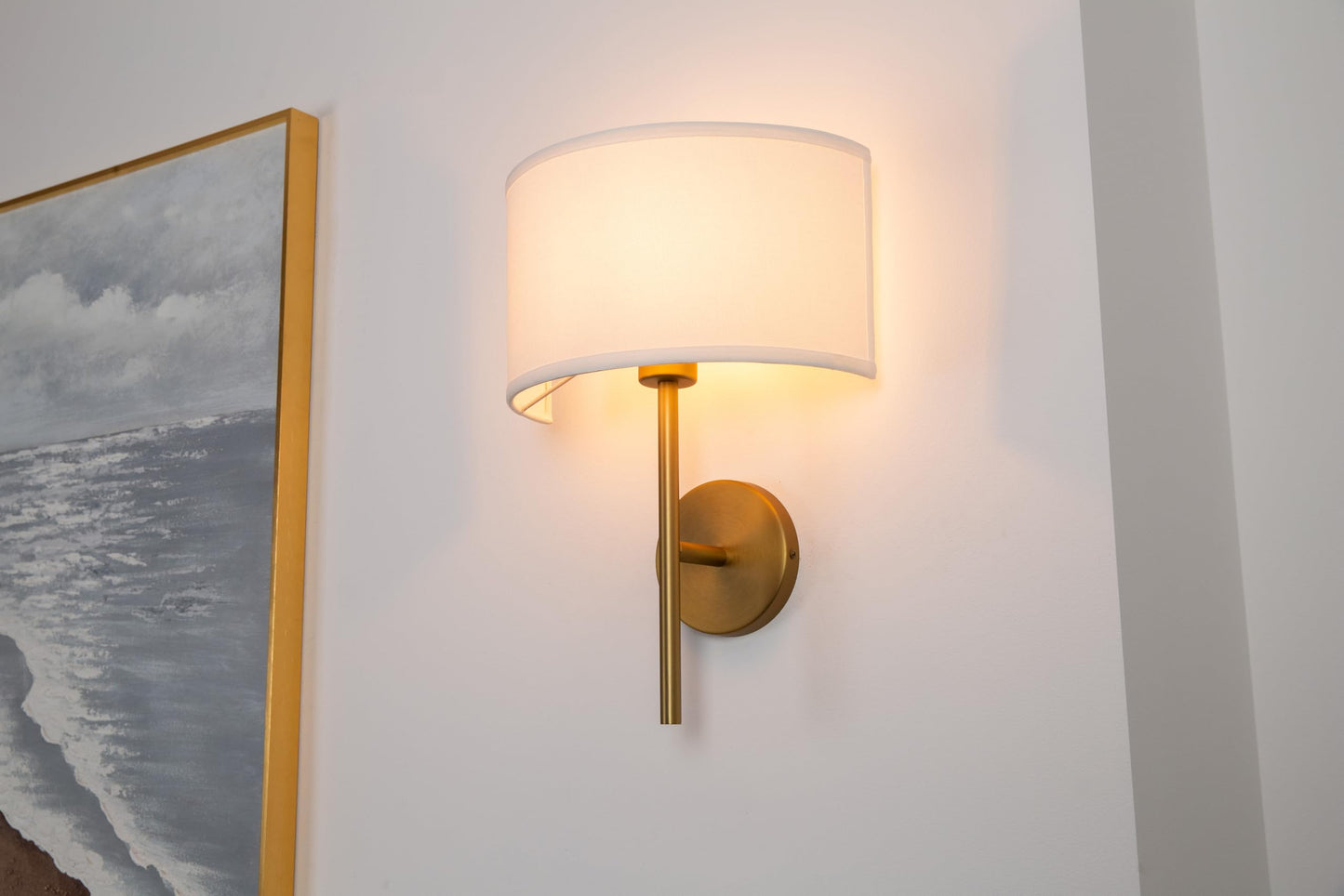 Yosoan Fabric Wall Sconce Indoor Bedside Wall Lamp Fixture, Vintage Industrial Hardwired Boho Semi Circular with White Half Moon Shade for Reading