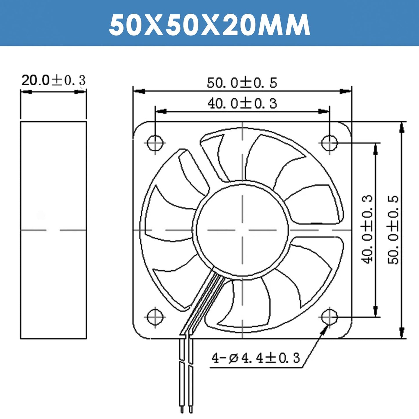 WINSINN 50mm DC 12V 5020 Dual Ball Bearing Brushless Cooling Fan (Pack of 2Pcs) - 50x20mm 2PIN, Suitable for 3D Printer, PC, Server & More