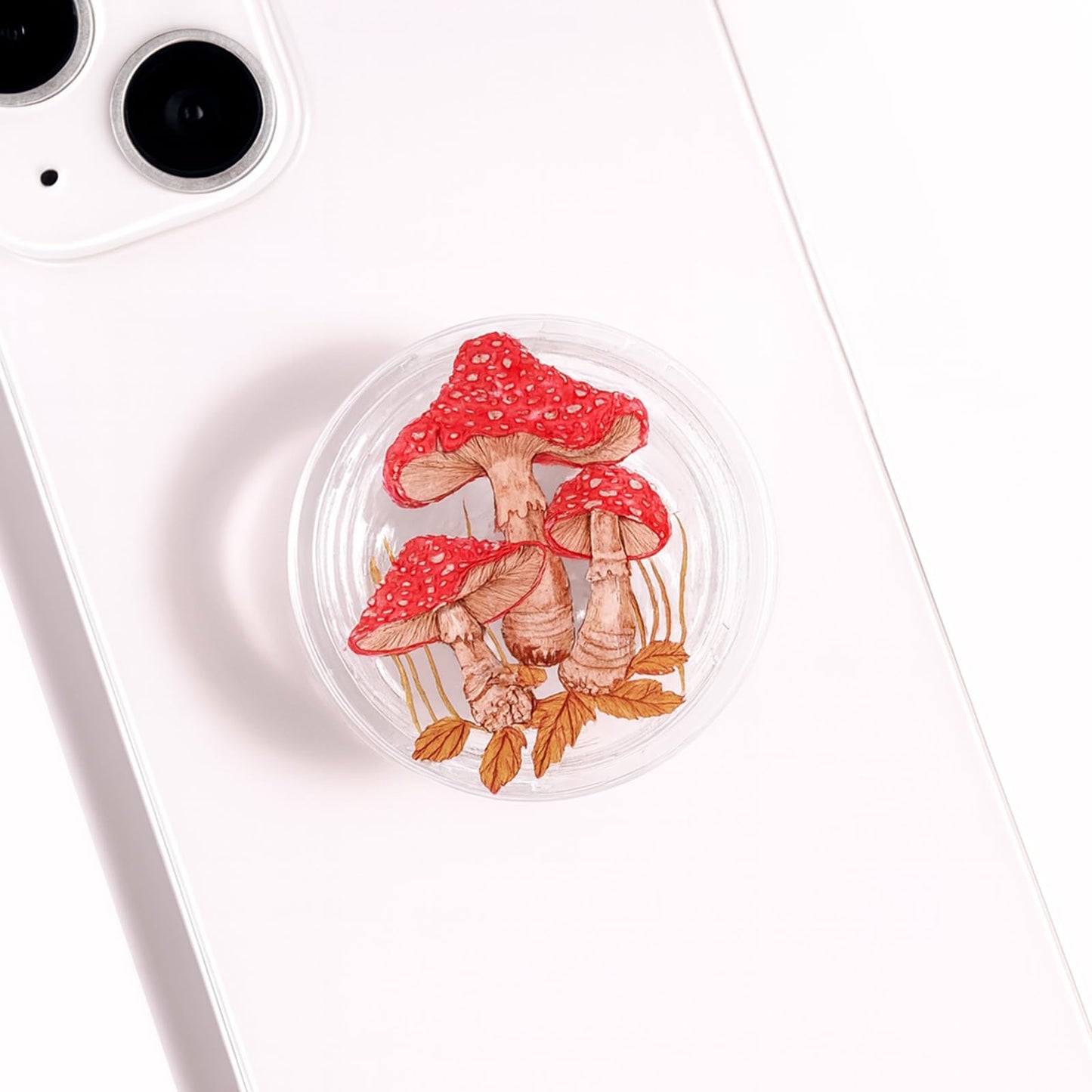Mushroom Phone Grip, Cute Little Mushroom, Rare Mushroom, Mushroom Lover, Transparent Resin Folding Elastic Cell Phone Holder for Kindle e-Readers