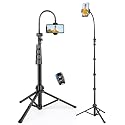 Phone Tripod, 85" Tall Tripod for iPhone with Remote, Gooseneck and Phone Holder, Overhead Phone Stand for Video Recording Watching Cooking Fitness