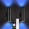 iYogaled Smart Outdoor Wall Lights, Remote Control RGB Color Changing RGBCCT Exterior Lighting - 4 Light Bulbs A19 Included, Smart Wall Lights