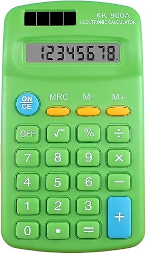 Green Mini Calculator 8 Digits with LED Large Screen Big Button, Pocket Calculator for Office, Home, School Office Electronics Easy to Carry
