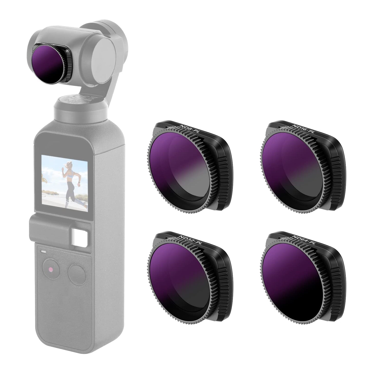 Neewer Magnetic ND/PL Filter Kit Compatible with DJI Osmo Pocket 2 / Osmo Pocket 1 Camera-4-Pack, ND8/PL, ND16/PL, ND32/PL, ND64/PL Filter, Made