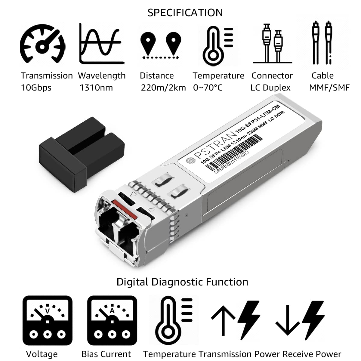 OPSTRAN 10GBASE-LRM SFP+ Optical Transceiver Module Compatible with Cisco Meraki MA-SFP-10GB-LRM 1310nm 220m DDM Duplex LC MMF