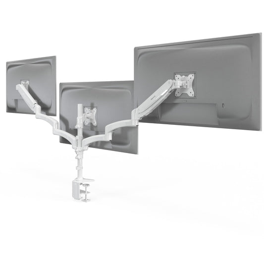 Mount-It! Triple Monitor Stand for Desk, 3 Arm Monitor Mount with Gas Spring Height Adjustment, Fits 13-32 Inch Screens up to 17.6 lbs per Arm, VESA