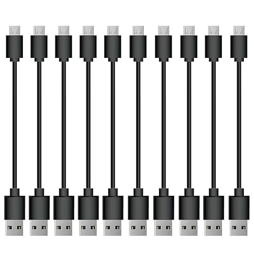 AGIPAXX Short Micro USB Cable,10 Pack 0.5FT USB 2.0 Cables Black