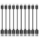 AGIPAXX Short Micro USB Cable,10 Pack 0.5FT USB 2.0 Cables Black