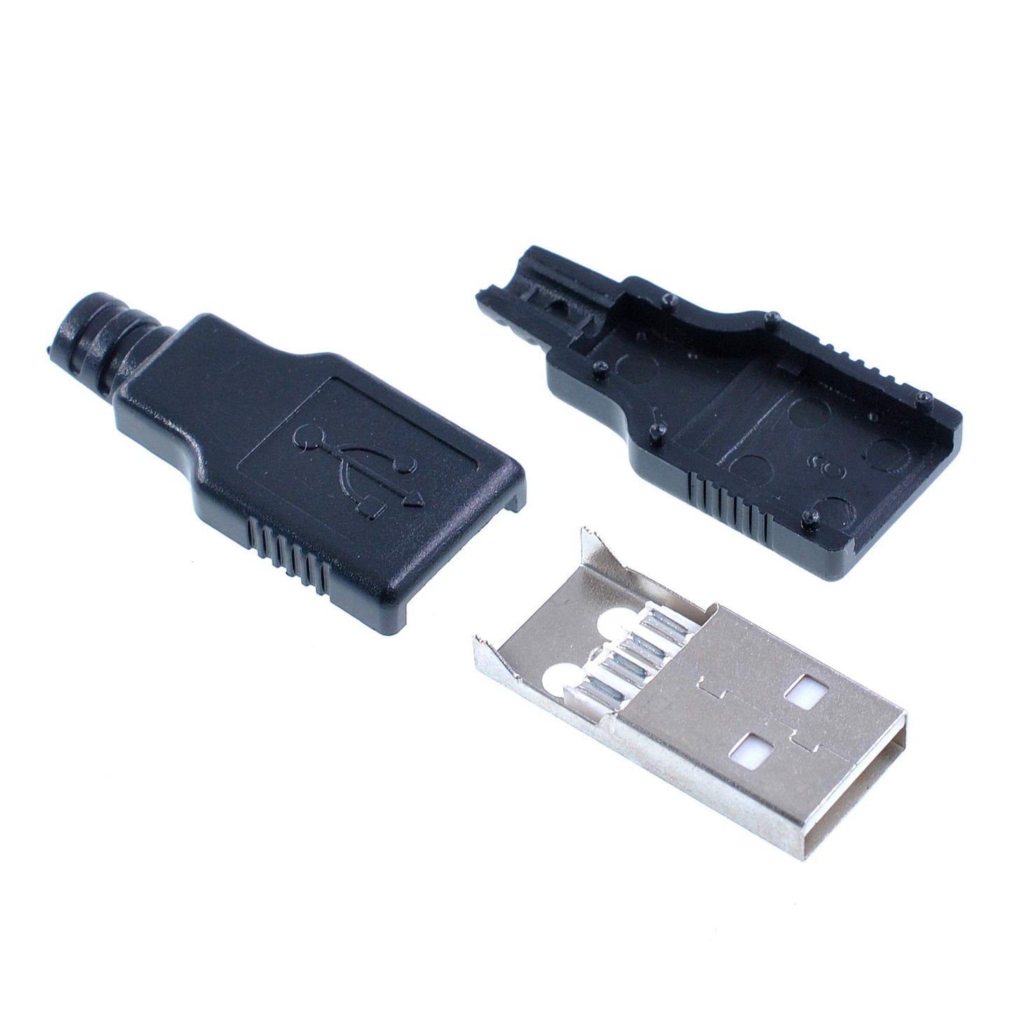 Oiyagai 20-Pack USB 2.0 Type-A Male Connector - 4-Pin Solder Type Plug with Protective Shell for DIY Cables and Repair