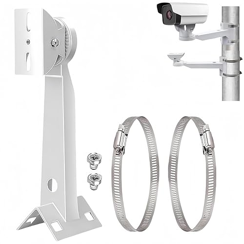 Universal Heavy-Duty Weatherproof Metal Corner & Pole Mount Bracket - Ivory | Fits Dahua/Hikvision Bullet/PTZ Cameras, 2 Adjustable Loops, 360° Pan
