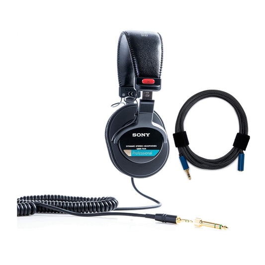 Sony MDR7506 Folding Professional Closed Ear Headphones Bundle with Knox Gear Nylon Braided 3.5mm Audio Extension Cable (2 Items)