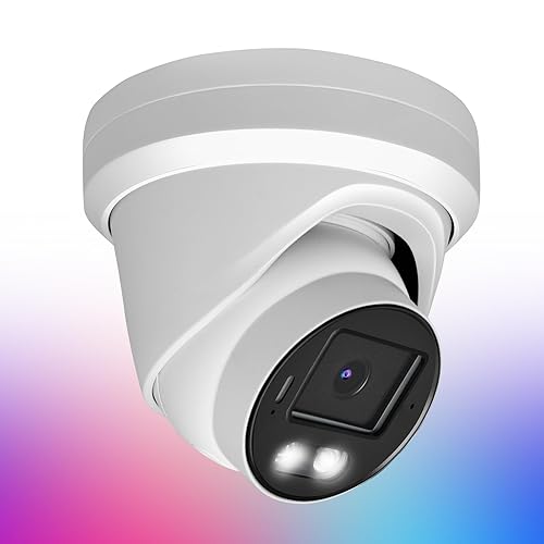 Tennoz 8MP 4K PoE IP Security Camera, H.265 Dome IP Camera with Smart Dual Light Colorvu, 5X Optical Zoom, Two Way Talk, SD Card Slot, 98ft Night