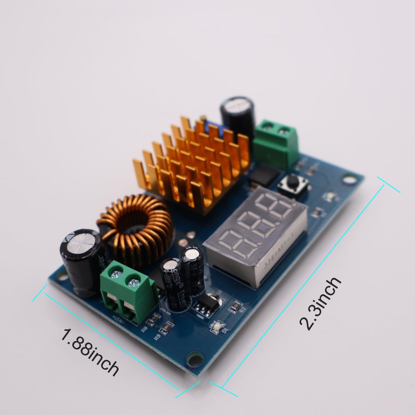 2Pcs DC Boost Converter 3V-35V to 5V-45V Voltage Regulator Adjustable Step Up Voltmeter Digital Display Module Output 5A Built-in Digital Voltmeter