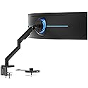 Mount-It! Proflex Series Heavy-Duty Monitor Desk Mount, Fits 17-49” Ultrawide Curved Screens, Full Motion Gas Spring Arm, 44 lbs Capacity, USB-C & USB