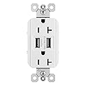 Legrand Pass & Seymour TR5362USBWCCV6 20 Amp Tamper Resistant Construction Specification Grade Duplex Receptacle Outlet with USB A/A 3.1A Charging