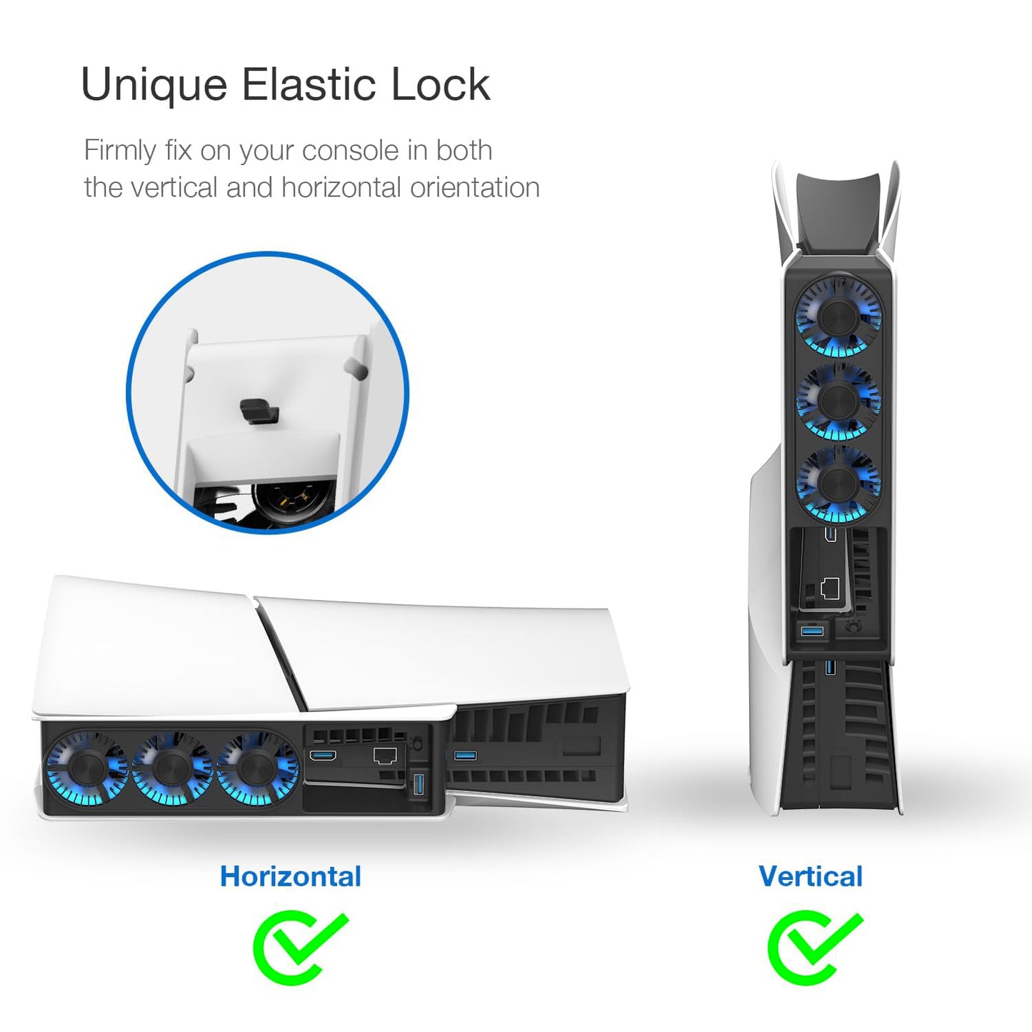 JUSPRO Cooling Fan for PS5 Slim, Upgraded Quiet Cooler Fan with LED Light for PS5 Slim Console Digital & Discs Edition