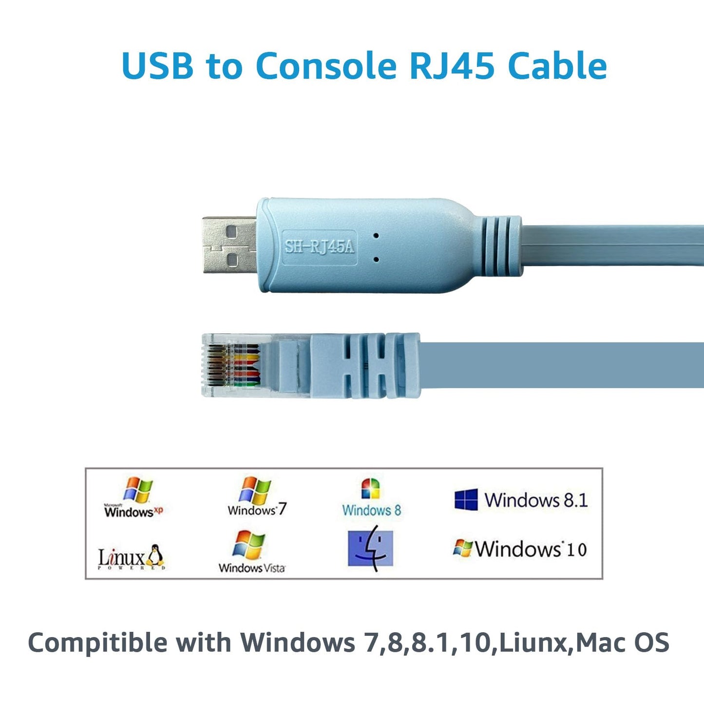 DSD TECH SH-RJ45A USB to RJ45 Console Cable with FTDI Chip for Cisco NETGEAR Routers/Switches(5.9FT)