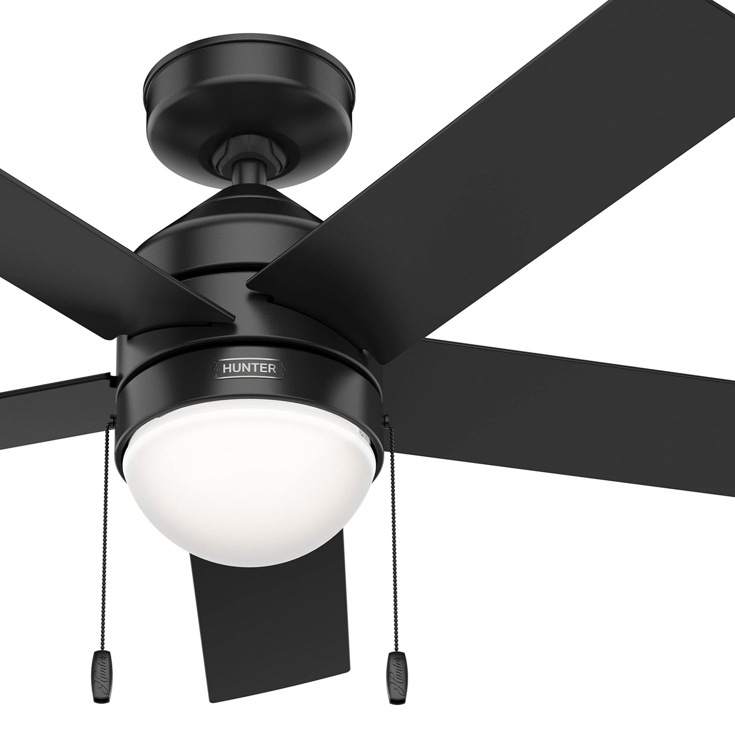 Hunter Fan 44 inch Casual Matte Black Indoor Ceiling Fan with LED Light Kit and Pull Chain (Renewed)