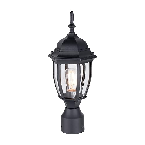 LIT-PaTH Outdoor Post Lighting Fixture Pole Lantern, 16'' Waterproof Aluminum Post Lamp with Clear Glass, E26 Socket, Outside Lights for House Yard
