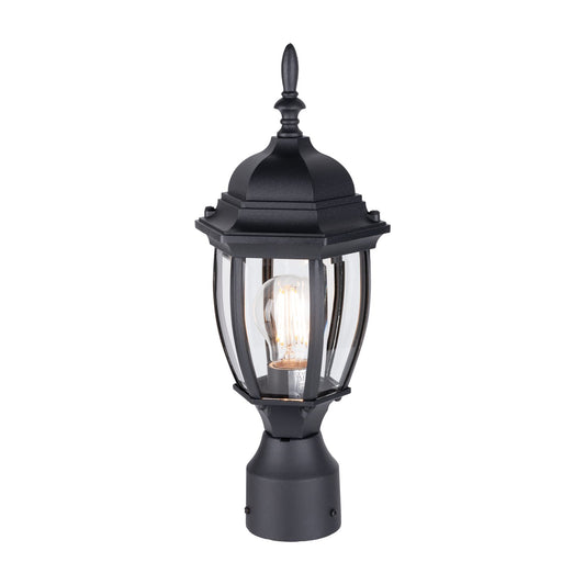 LIT-PaTH Outdoor Post Lighting Fixture Pole Lantern, 16'' Waterproof Aluminum Post Lamp with Clear Glass, E26 Socket, Outside Lights for House Yard