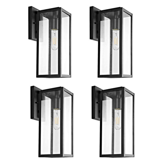 Bestshared Outdoor Wall Sconce Lights,Exterior Wall Lighting Fixtures with Clear Glass, Anti-Rust Modern Black Outside Lantern Lamp for House Front