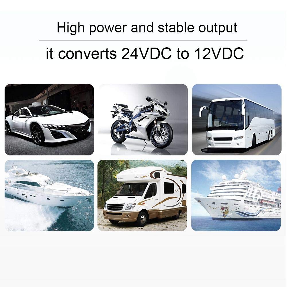 DC-DC Step Down Converter, 24VDC to 12VDC High Power Step Down Voltage Regulator, Mini Power Converter Module for Car Vehicles, IP68 Waterproof, 5A…