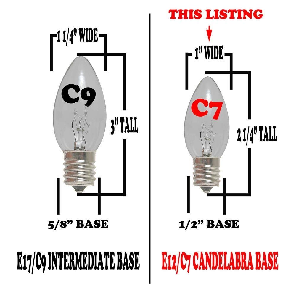 Novelty Lights 25 Foot C7 LED Christmas & Patio String Lights, White Wire