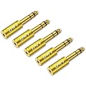 J&D 5-Pack 1/4 to 1/8 Headphone Adapter, 6.35 mm to 3.5 mm Stereo TRS Male to Female, Gold-Plated 3.5mm Plug Jack Connector for Guitar, Amp, Keyboard