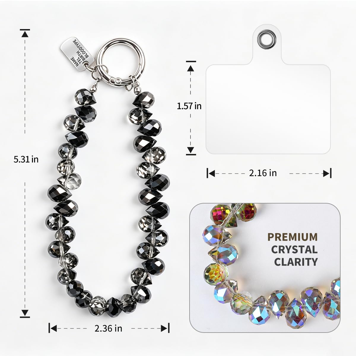 Ninelimi 2PCS Droplet Crystals Beaded Phone Wrist Strap, Cellphone Lanyard Chain, Phone Charm Chain Keychain Beaded Cellphone Lanyard for Women