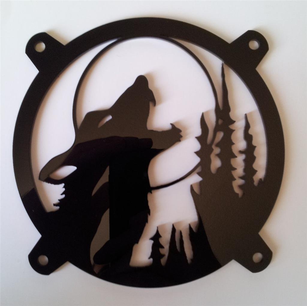 Custom Acrylic Howling Wolf Computer Fan Grill 120mm