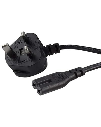 United Kingdom UK 2- Slot Printer Power Cord Cable, Non-Polarized (IEC-320-C7 to CEE 7/16) Works with Printer, TV, PS4 Game Console and More for UK