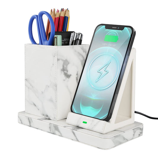 Wireless Charger with Desk Organizer, Wireless Charging Station for iPhone 13/13 Pro Max/13 Pro/12 Series/11/XS Max/XR/X/8Plus/SE 2, Wireless Charging