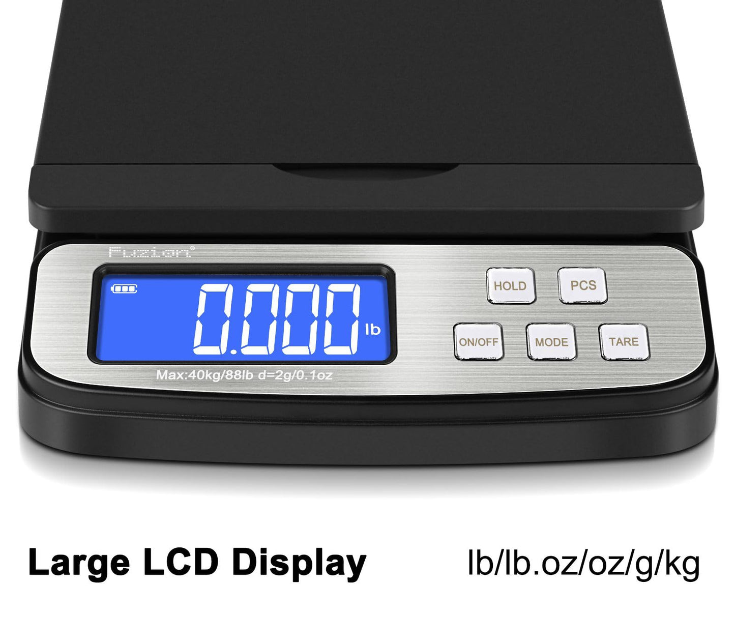 Fuzion Shipping Scale - Digital Postal Scale 88lb x 0.1oz, Flip-up Platform