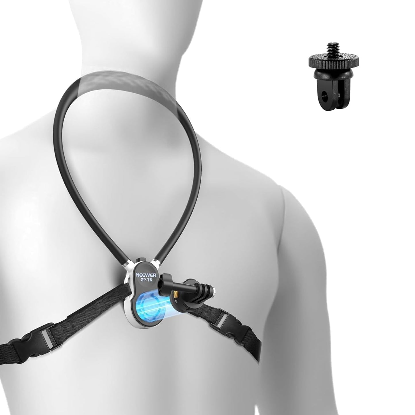 NEEWER GP-76 Magnetic Neck Mount Compatible with GoPro DJI Action Cameras, Quick Release Neck Holder with Air Cushion & Adjustable Chest Strap