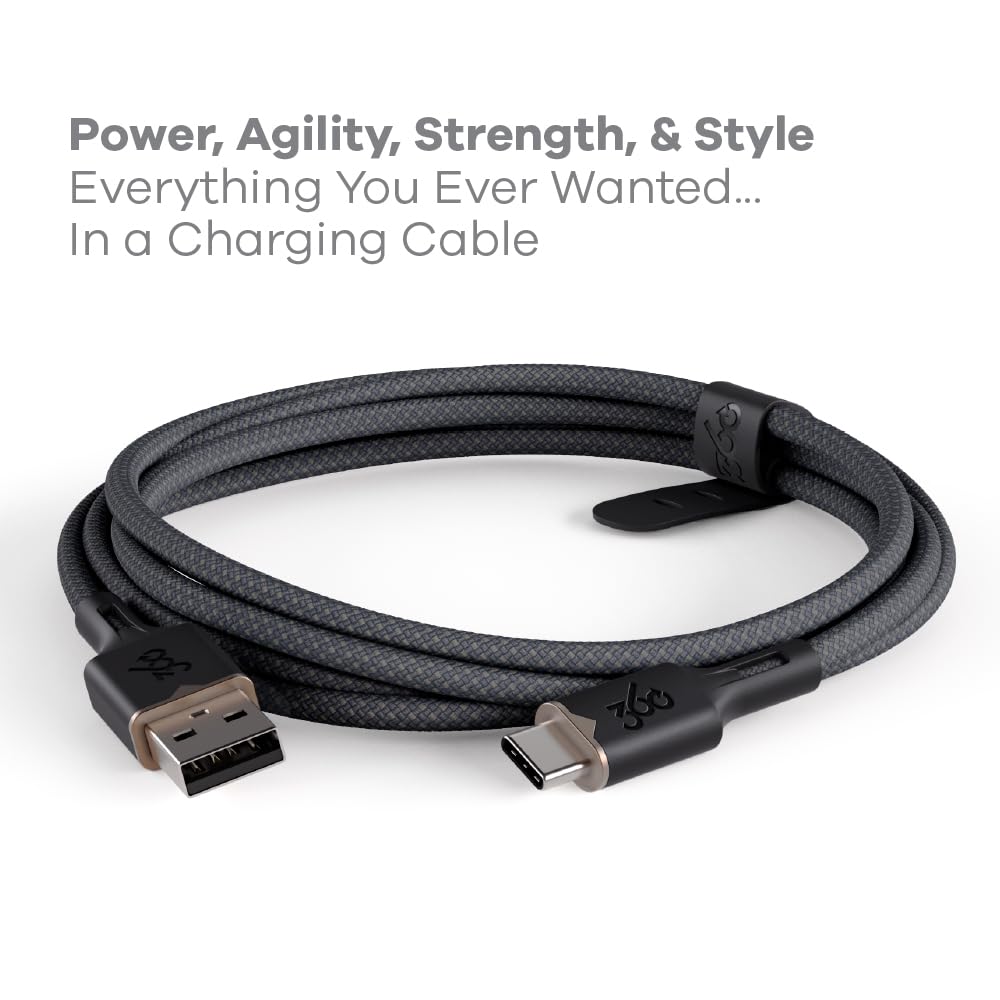 360 Electrical USB-C to USB-A Charging Cable - 5ft, Tangle-Free, Fast Charge Compatible, Ultra-Flow™ Braided, Durable Design
