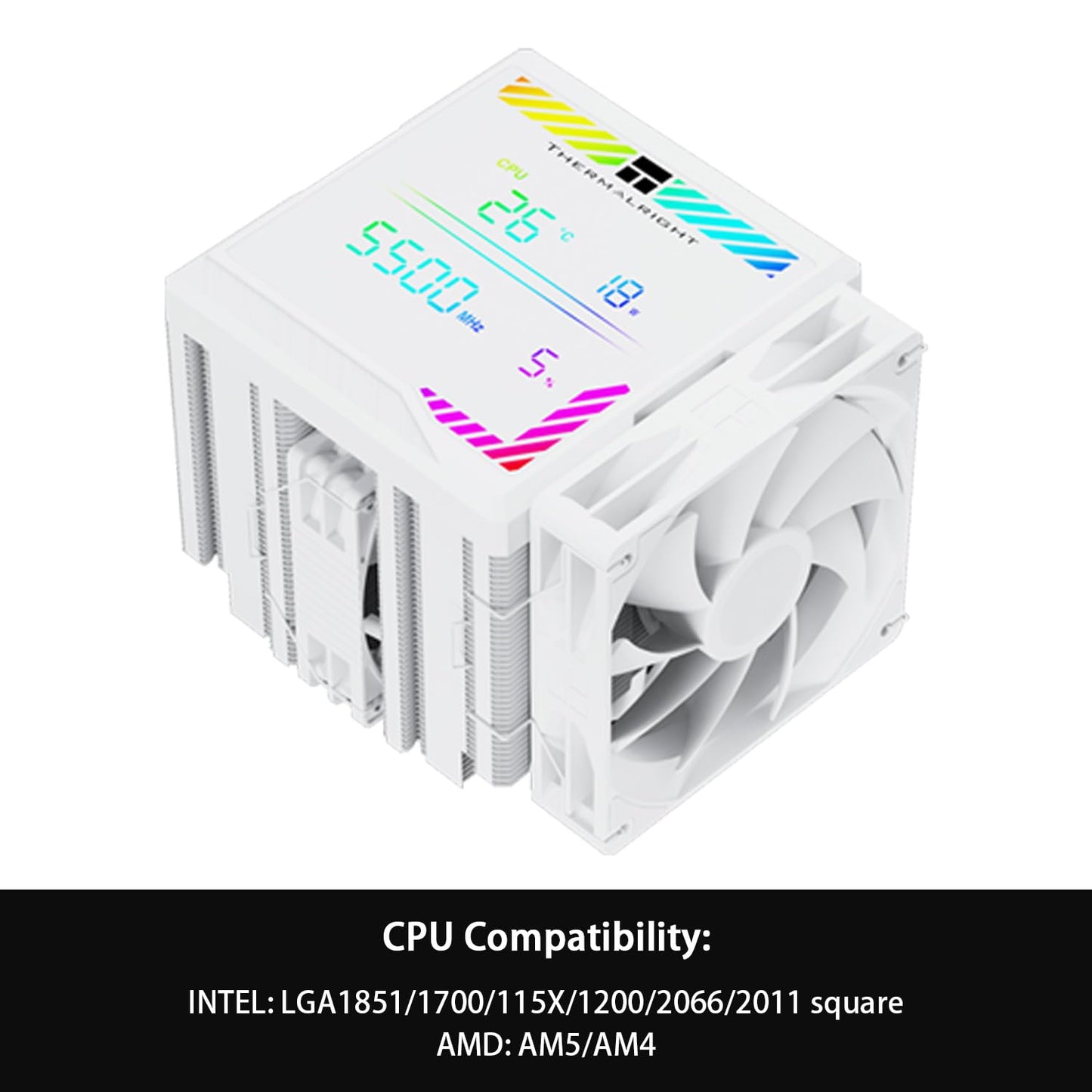 Thermalright Peerless Assassin 140 Digital White CPU Cooler, Double PWM Fans with 1850RPM Speed, Support Intel