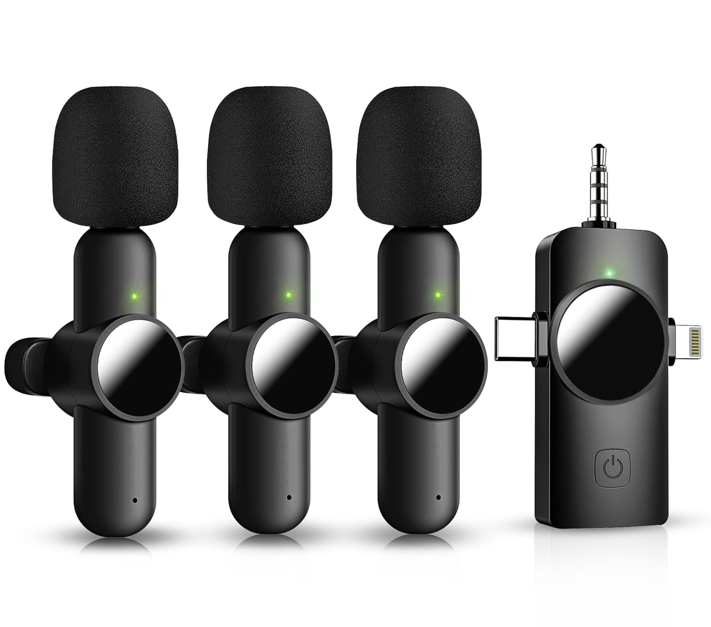 AWSENS 3 in 1 Mini Microphone,Wireless Lavalier Microphones for iPhone Android Camera USB-C,2.4G Ultra-Low Delay,Noise Reduction,Microphone Video