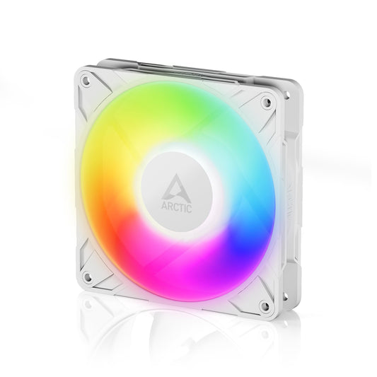 ARCTIC P12 Pro A-RGB (White) - Powerful Premium Fan, 120 mm PWM Fan with Y-Cable Splitter, 600-3000 RPM, 0 RPM <5% PWM, 5V Digital RGB, Fluid Dynamic