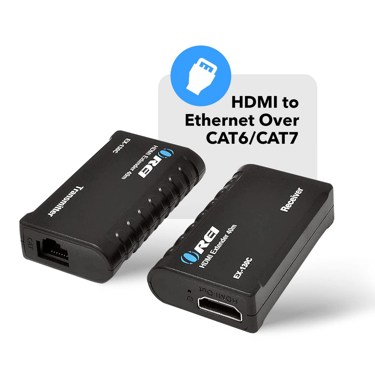 OREI HDMI Balun Extender 130ft - 1080p@60Hz PoC, Audio 7.1CH, HDCP 1.4