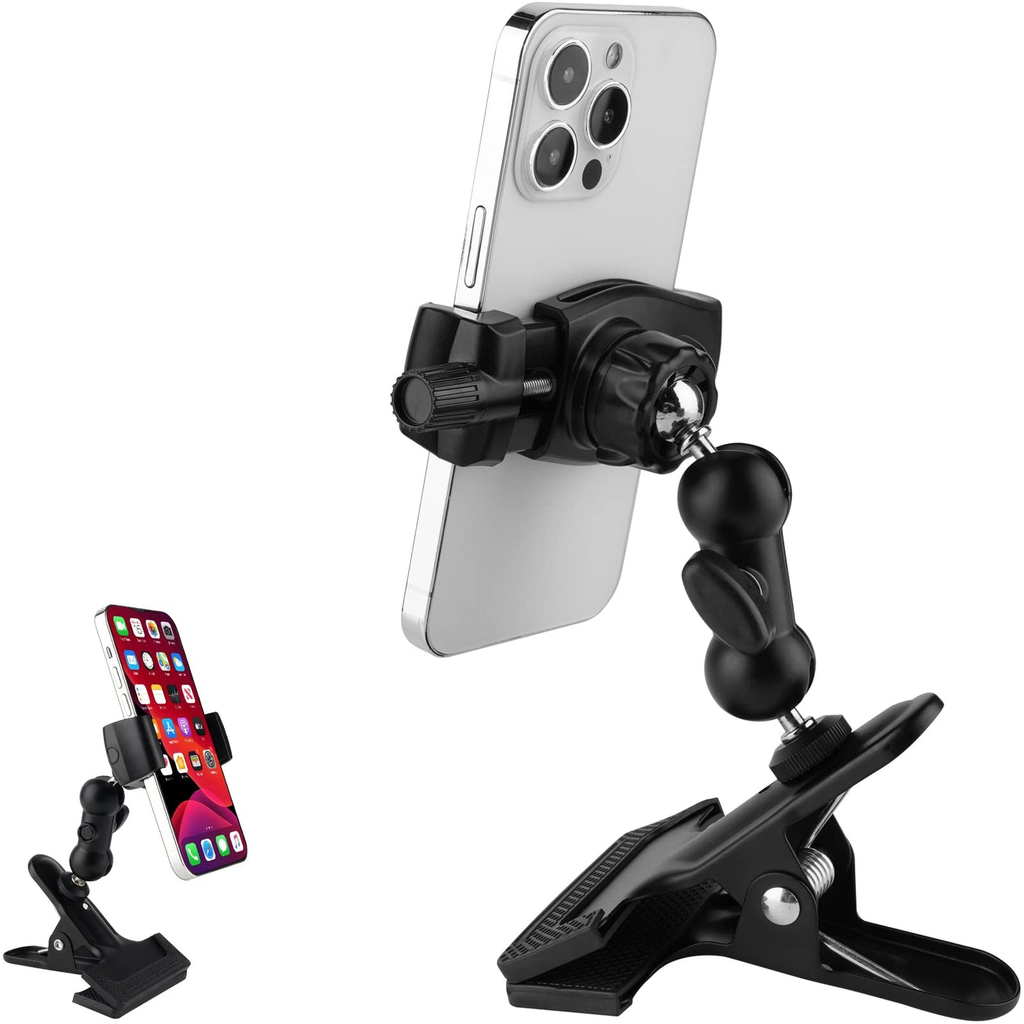 Mippko Clamp Phone Stand Holder for Guitar Head/Desk/Table/Glass/Baffle/Easel,Guitar Head Phone Mount,360°Adjustable Aluminium Alloy Arm Compatible
