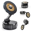 Dashboard Suction Cup Phone Mount for Magsafe: Dual Rotatable 360°Adjustable Nano Gel Vacuum Magnetic Phone Holder for Vehicle Screen Windshield Dash