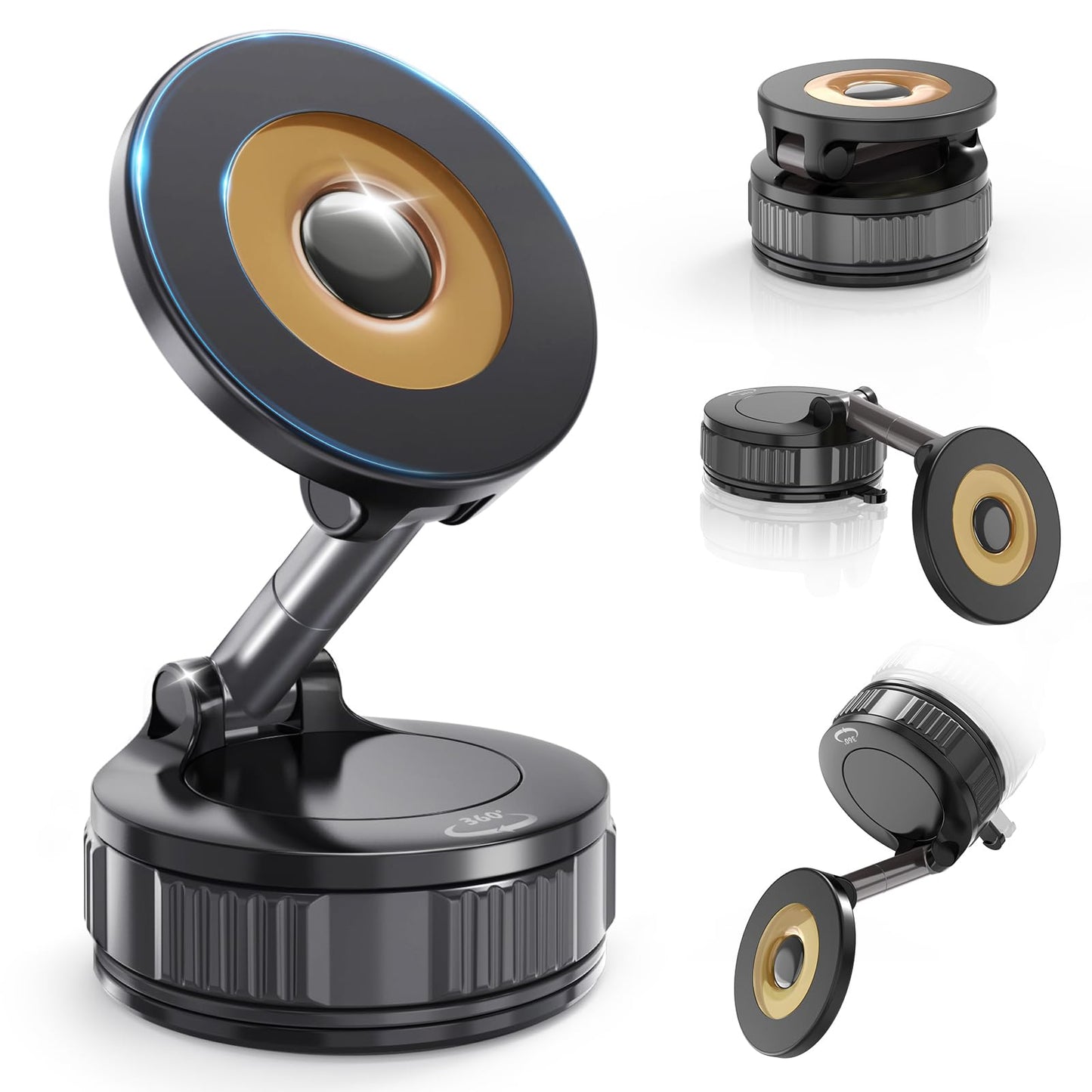 Dashboard Suction Cup Phone Mount for Magsafe: Dual Rotatable 360°Adjustable Nano Gel Vacuum Magnetic Phone Holder for Vehicle Screen Windshield Dash
