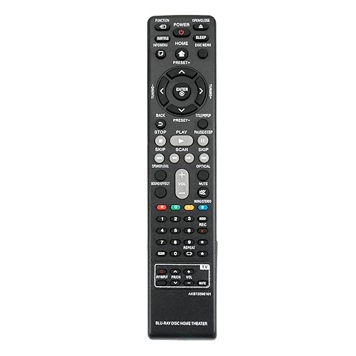 AKB73596101 Remote Control for LG Blu-Ray DISC DVD Home Theater Cinema System in Living Rooms or Rooms, No Programming or Pairing Needed, Replacement
